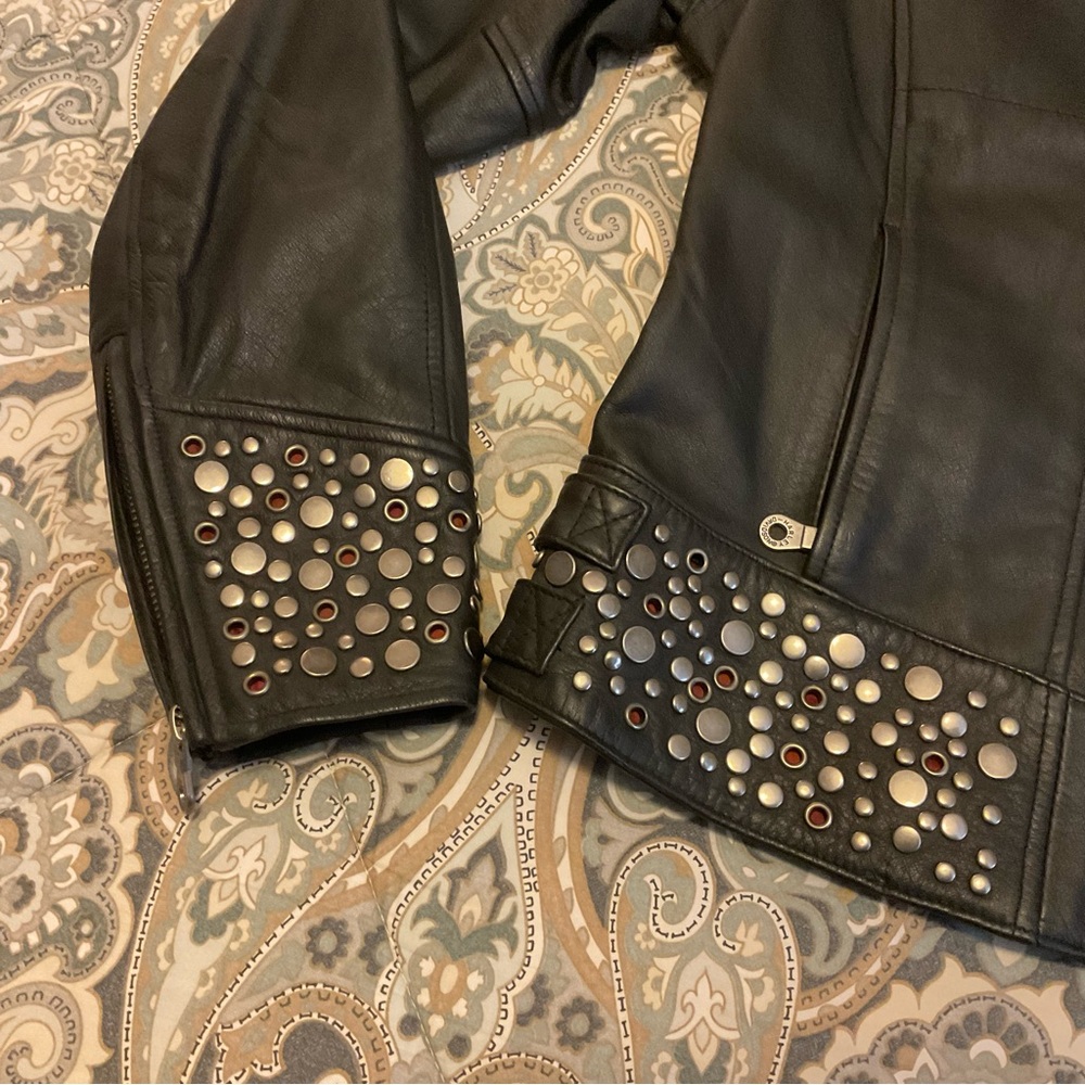 Mint Vintage Harley Davidson An American Legend Studded Leather Moto Jacket Sz S - Picture 7 of 16